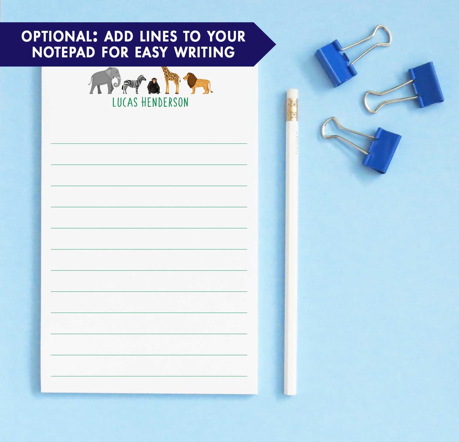 NP158 zoo animals kids notepads with elephant zebra monkey giraffe and lion paper