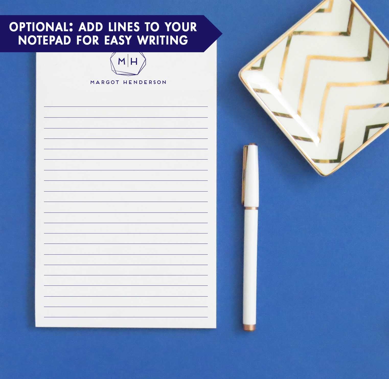 NP159 personalized geometric frame 2 initial monogram note pads writing paper