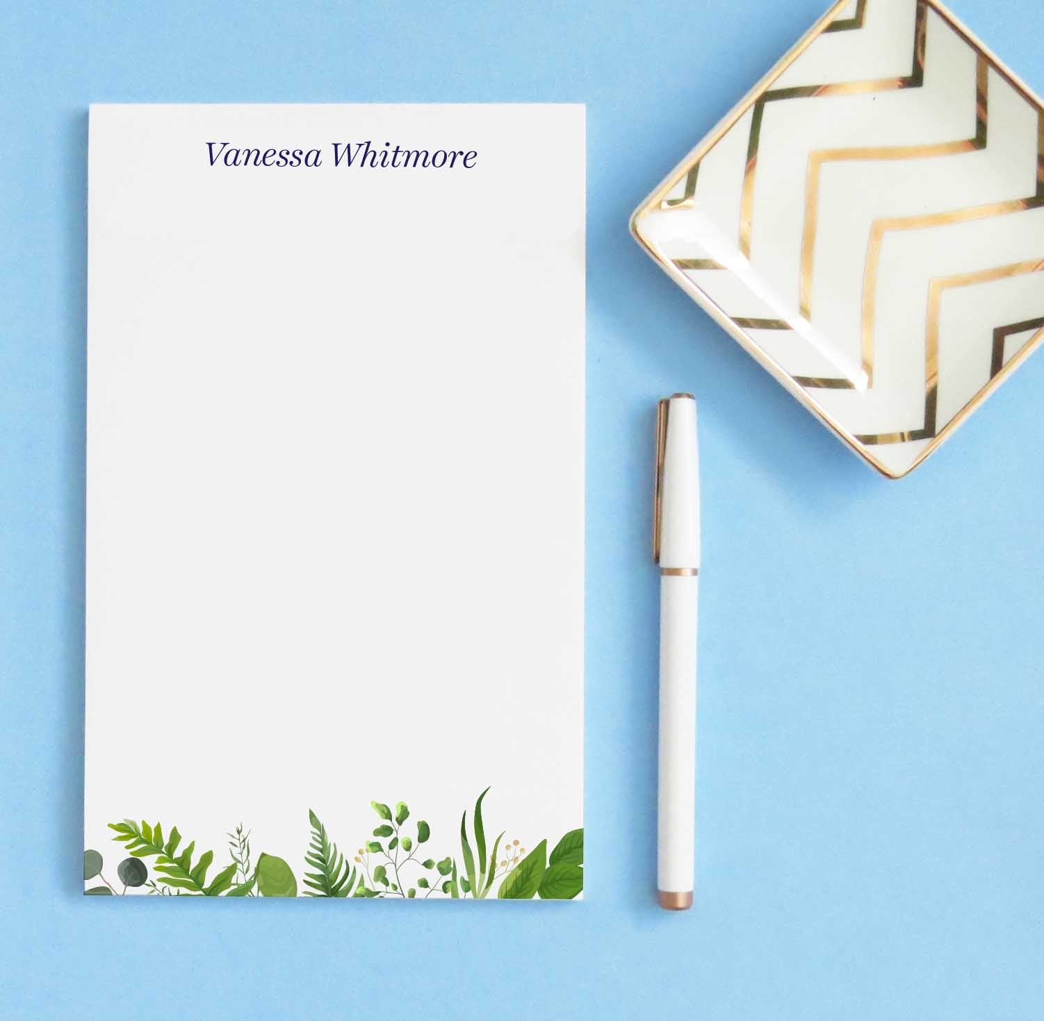 NP187 greenery personalized notepads for adults green letter writing