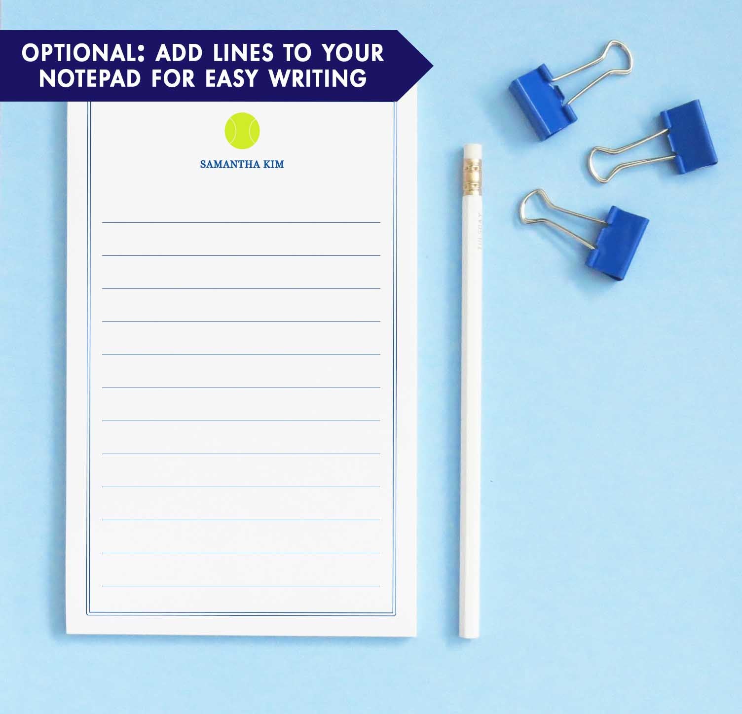 NP197 tennis personalized note paper set sport sports bordered