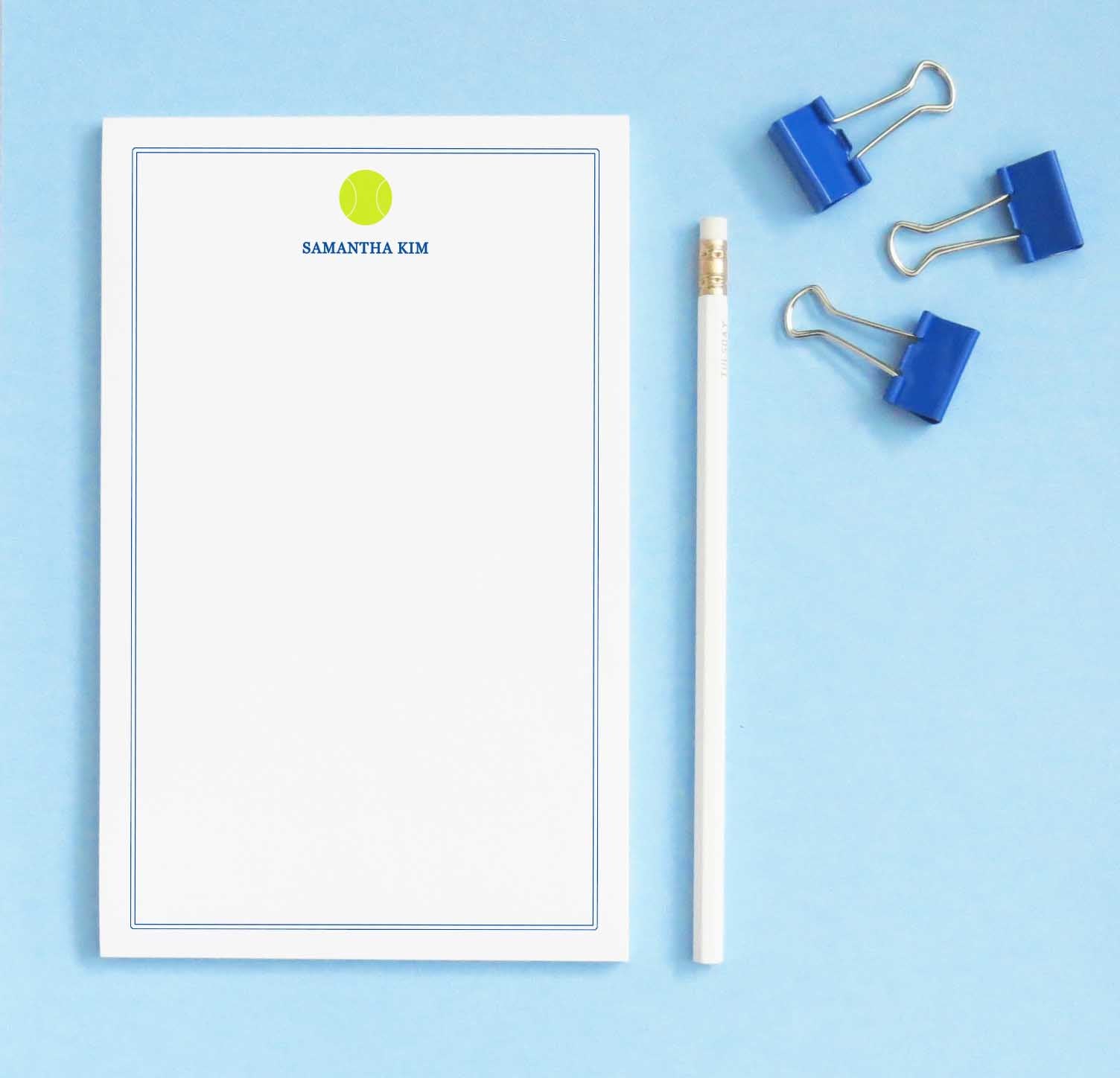 NP197 tennis personalized note paper set sport sports bordered