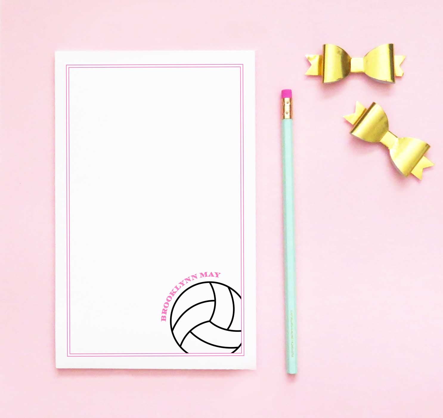 NP199 volleyball personalized stationary paper for kids sports notepad border
