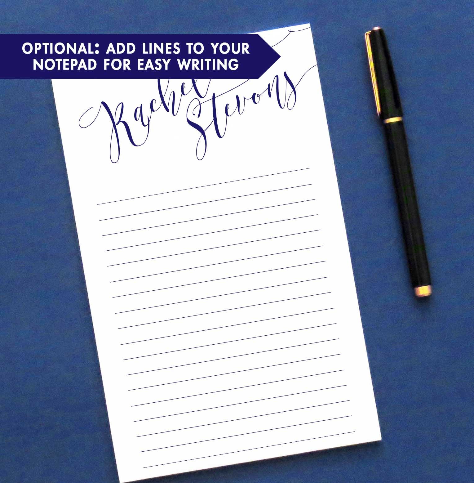 NP203 elegant first and last name personalized note pad set script font writing paper