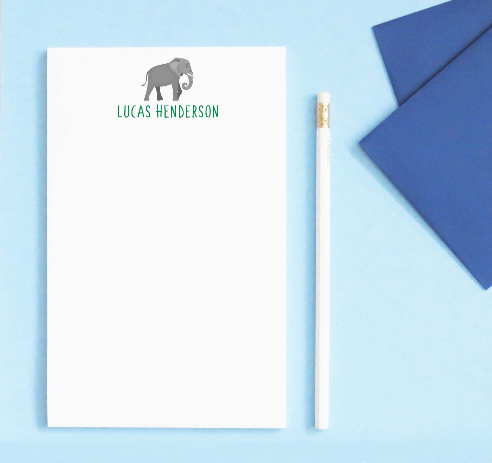 NP208 elephant personalized notepads for boys and girls zoo animal