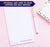 NP213 personalized polka dot border notepads with bottom corner name kids script font lined