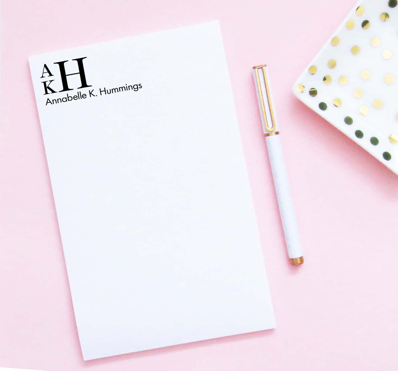 NP216 3 letter monogrammed notepads personalized for adults men women classic