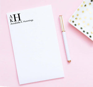 NP216 3 letter monogrammed notepads personalized for adults men women classic