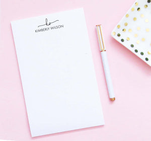 NP219 elegant script 2 letter monogram personalized note pad with name block font classic
