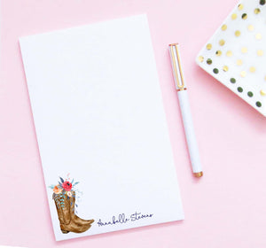 NP229 floral cowboy boots notepads personalized for women elegant western