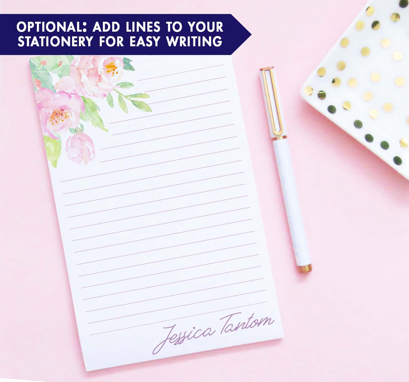 NP233 elegant top watercolor floral corner personalized notepad modern women flowers