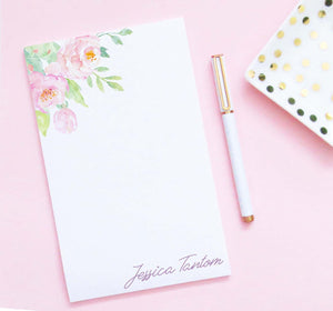 NP233 elegant top watercolor floral corner personalized notepad modern women flowers