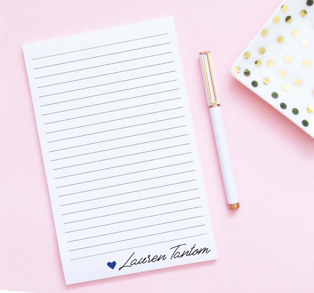 NP238 personalized heart and name notepad for women modern elegant