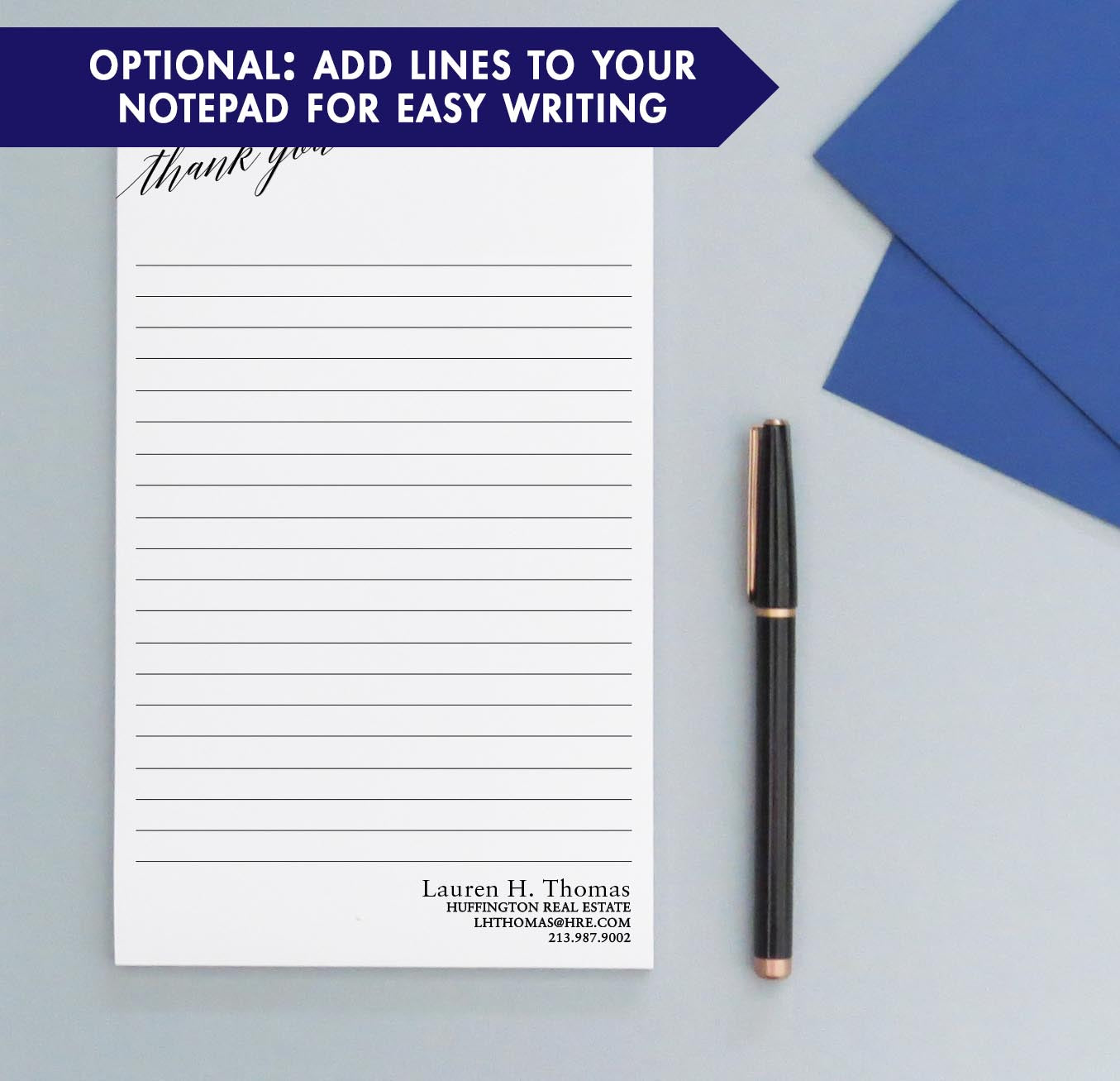 NP298 Personalized Thank You Notepad For Real Estate professional business simple