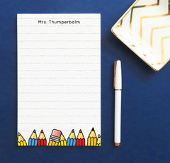 NP313 Cute Personalized Teacher Notepad Set Lined pencil pencils stationary paper stationery notes