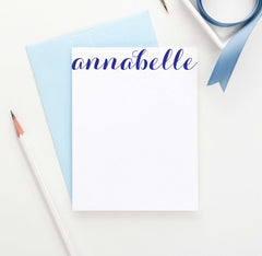 PS004 modern personal stationery set with script name on top women personalized flat note cards simple classic vertical