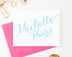 PS007 Folded Script personalized stationery sets kids elegant classic notecards 1