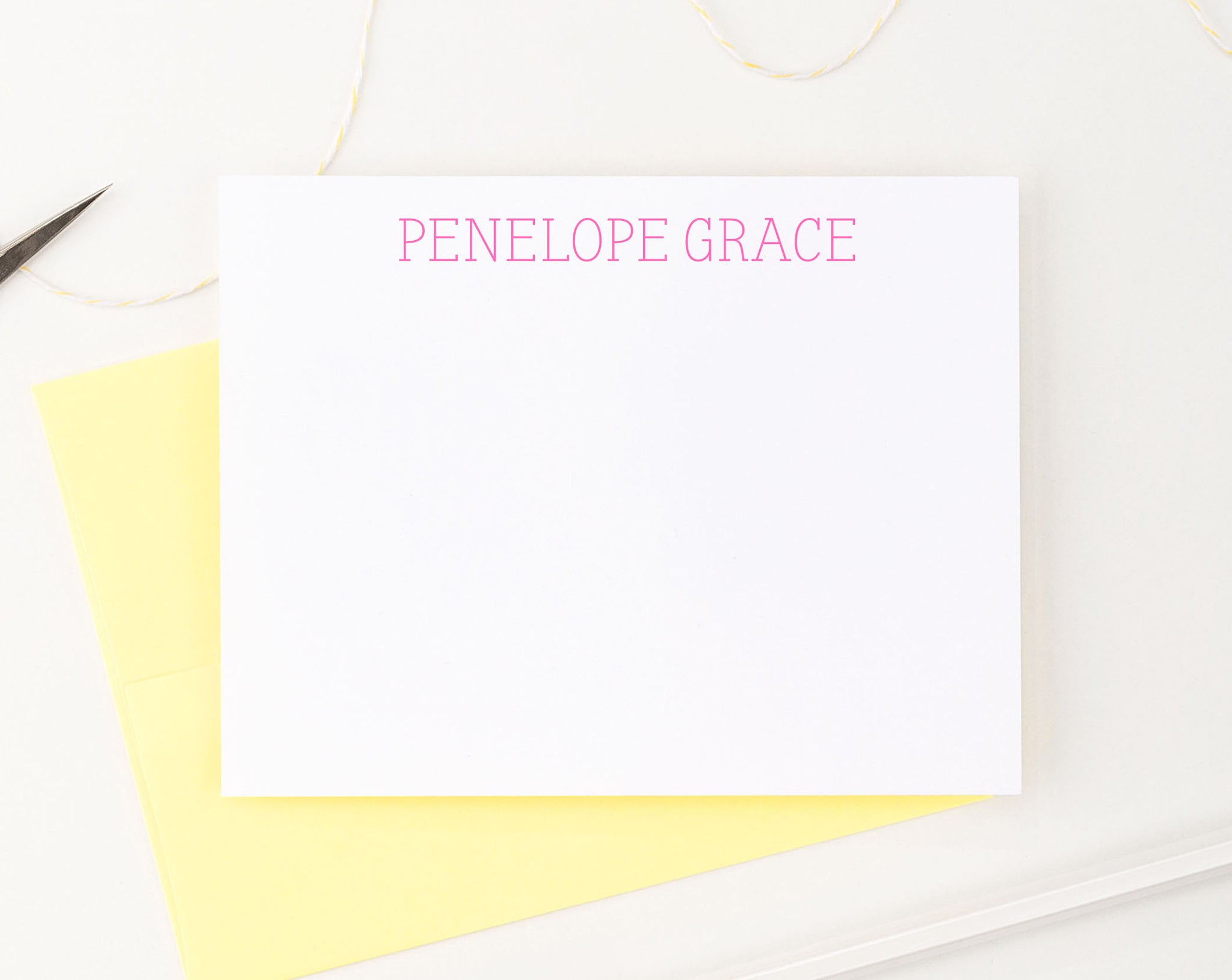 Elegant Block Font Monogramed Stationery Set Personalized - Modern Pink  Paper