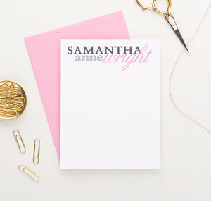 PS015 personalized simple notecards for women simple first middle last name