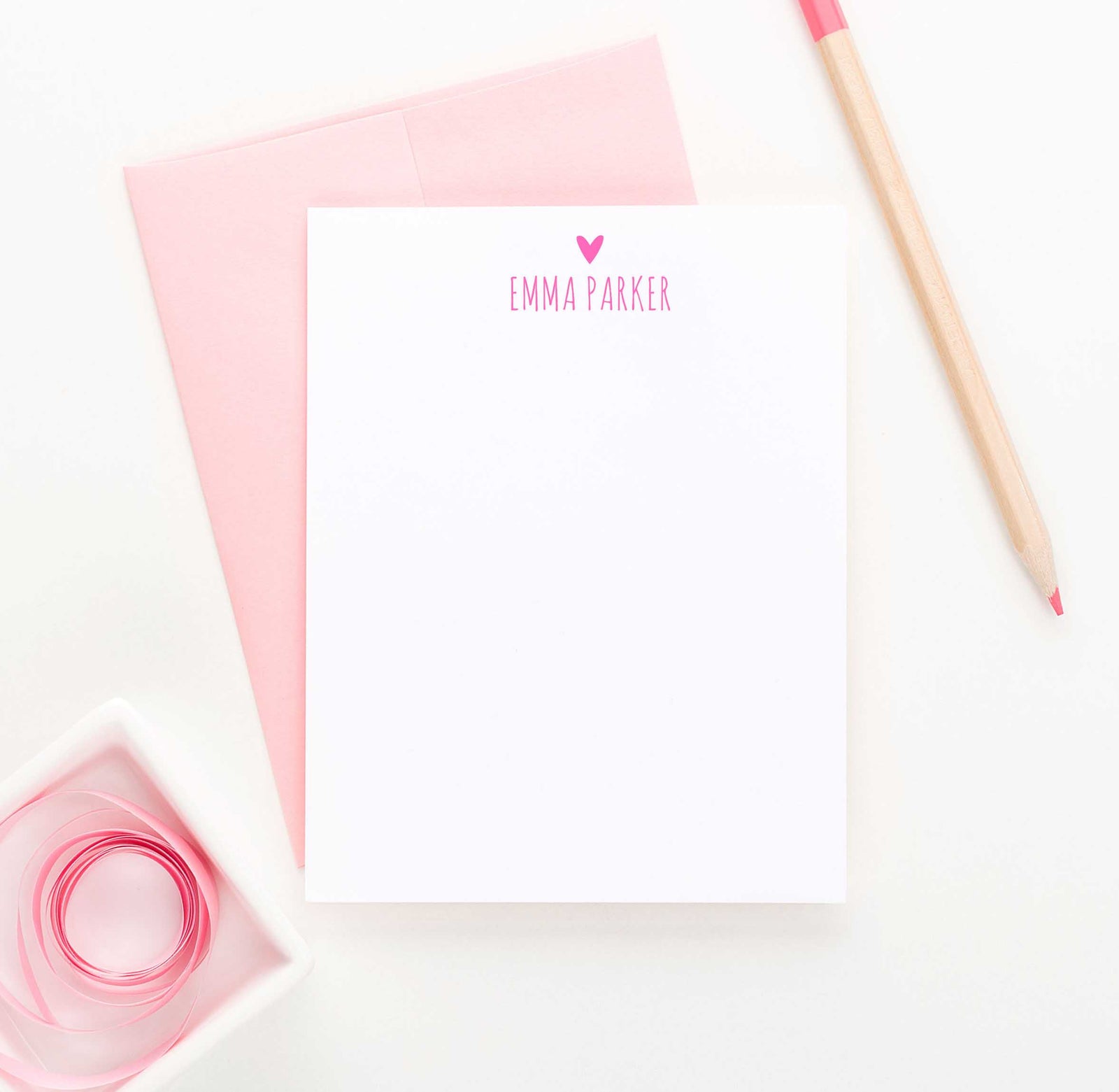 PS020 heart and name customized stationery note cards for girls personalized classic simple 2