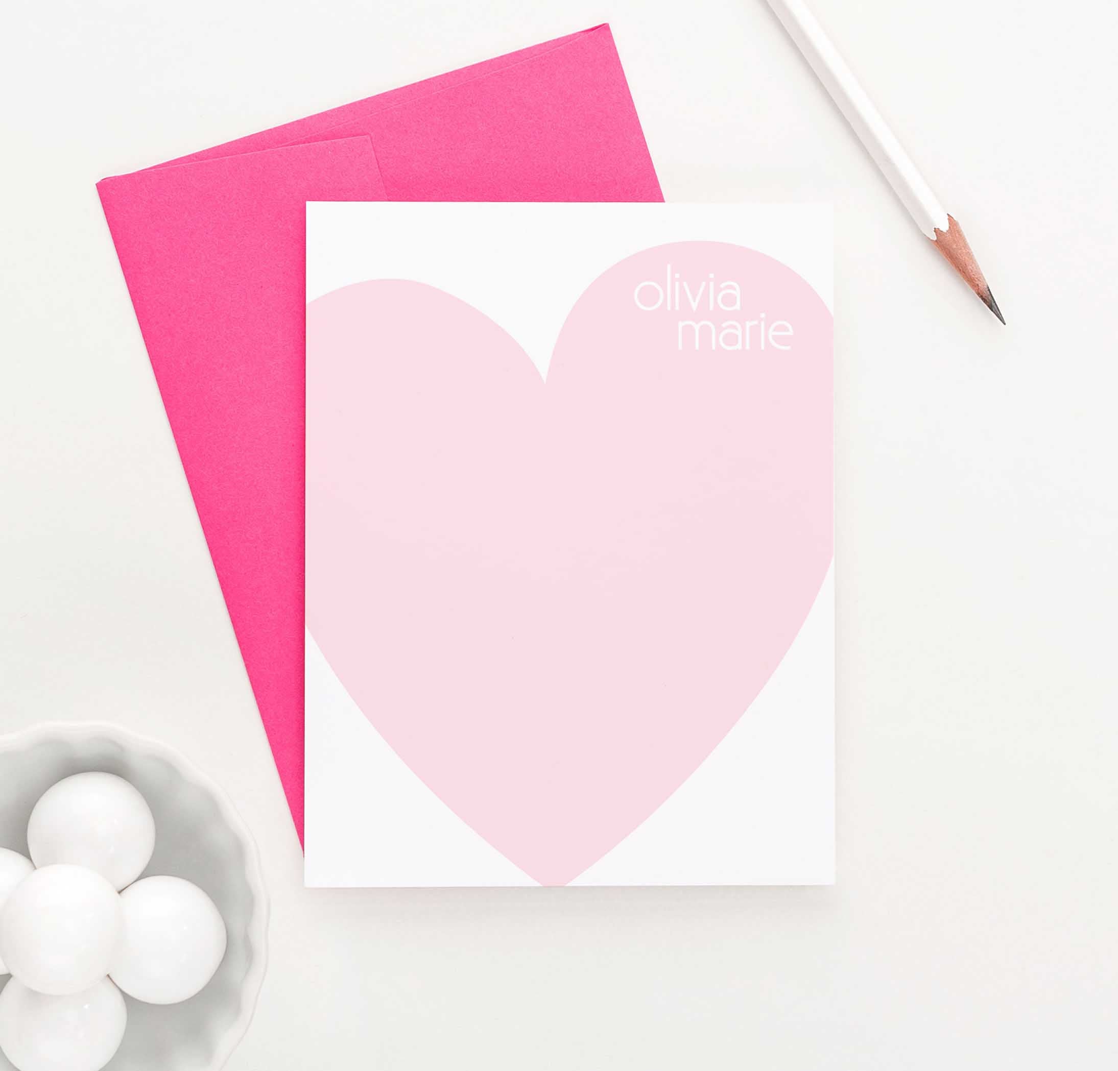 Girls Stationery Set // Personalized Stationery Set // Hearts Stationery //  Girls Stationary // Choose Your Colors, KS008 