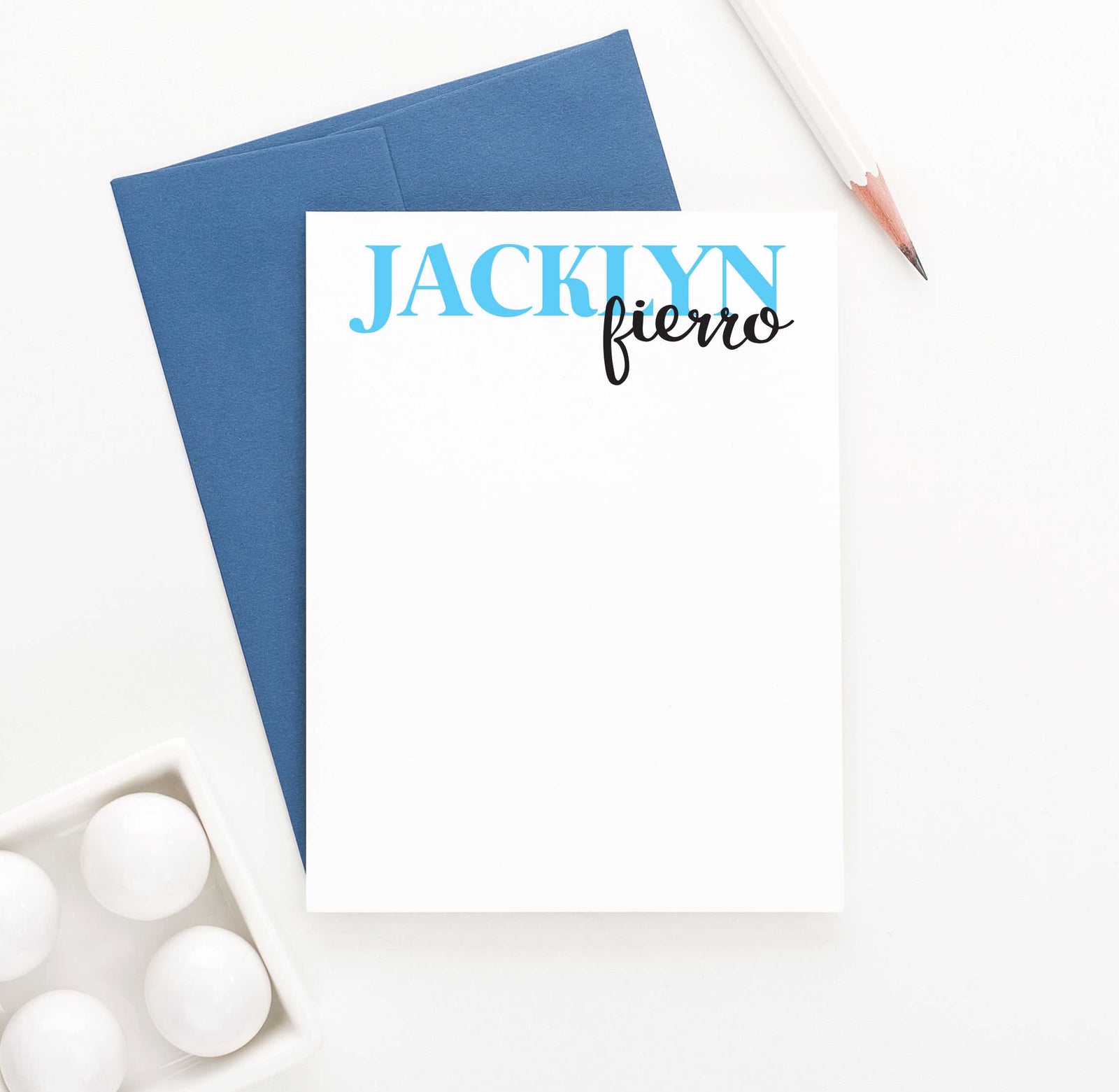 PS027 first and last name personal stationery set personalized girls classic simple