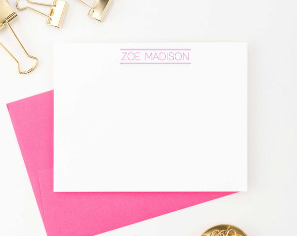 Modern Block Font Personal Stationery Sets - Modern Pink Paper