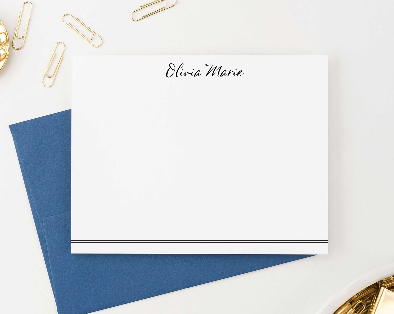 PS032 modern script personal stationery sets with line on bottom women simple personalized