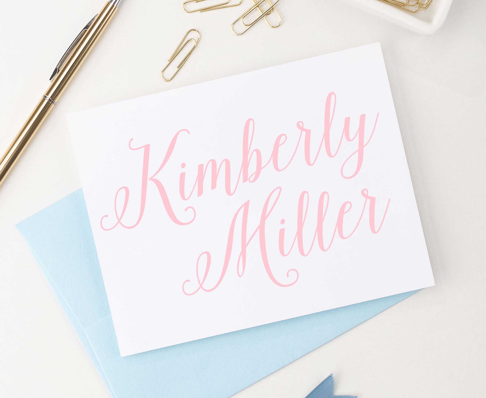 PS037 folded simple script thankyou cards women elegant notecards