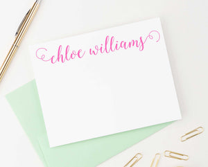PS039 classic script personalized flat note cards for women adult
