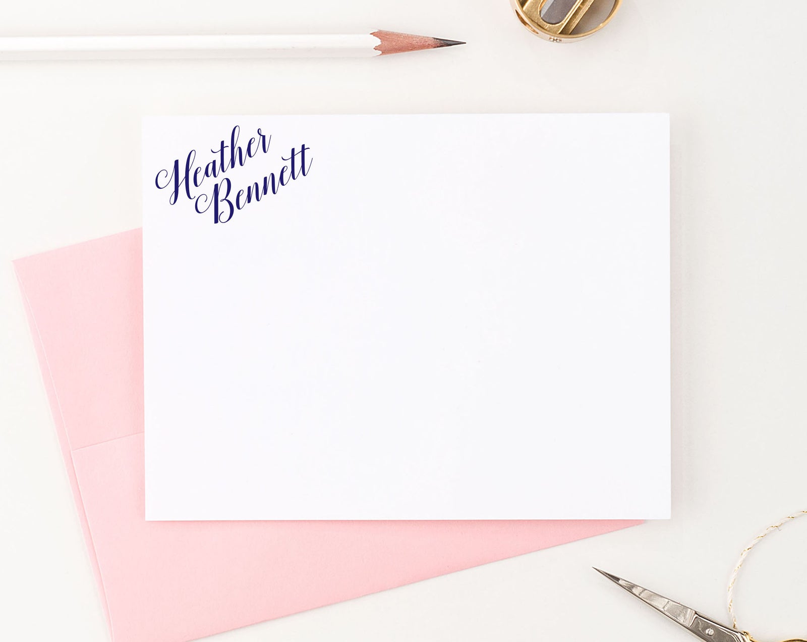 PS048 elegant corner script personalized stationary women adult