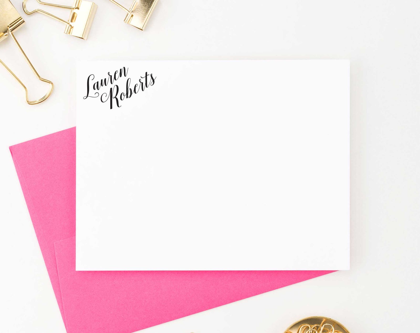 PS048 elegant corner script personalized stationary women adult