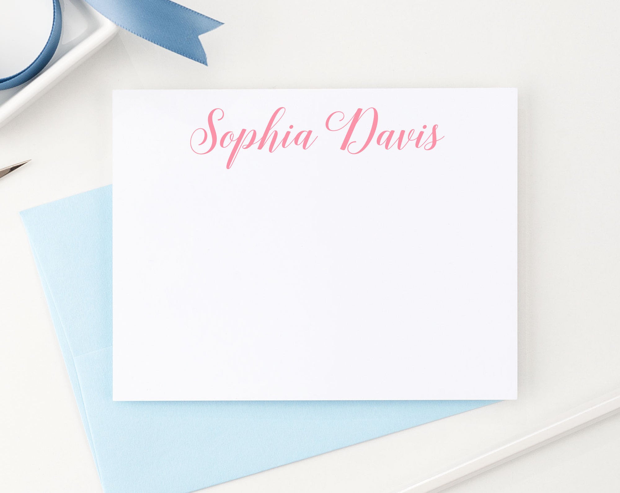 PS049 womens script personalized flat note cards adult elegant flat stationary