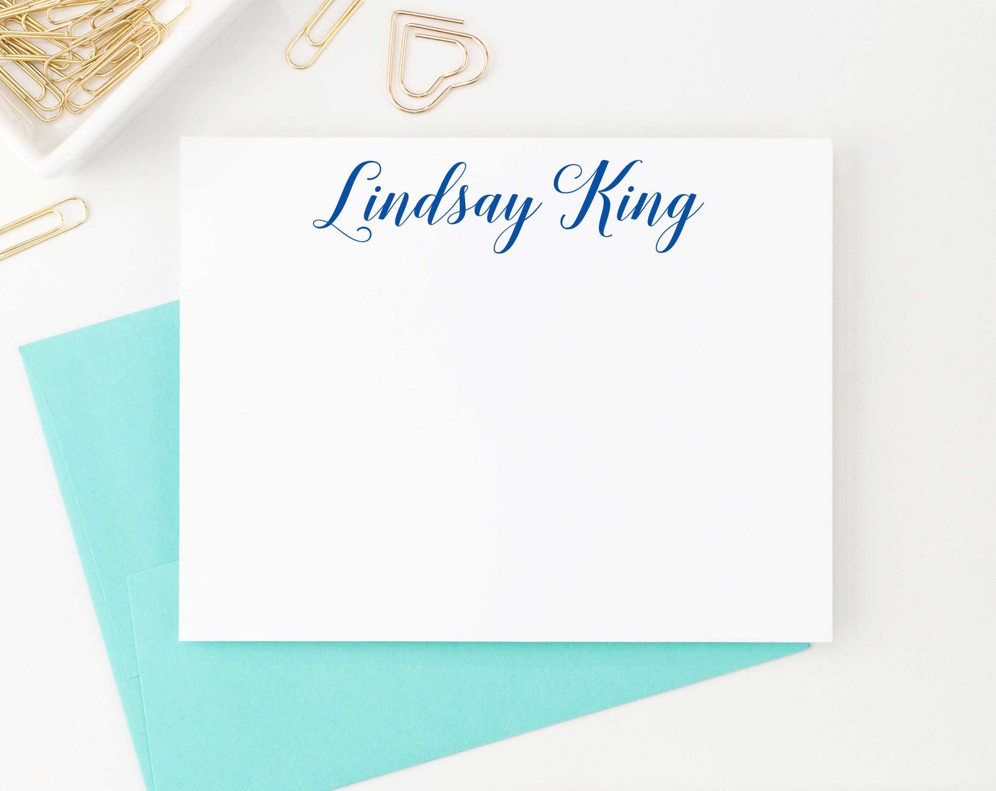 PS049 womens script personalized flat note cards adult elegant flat stationary