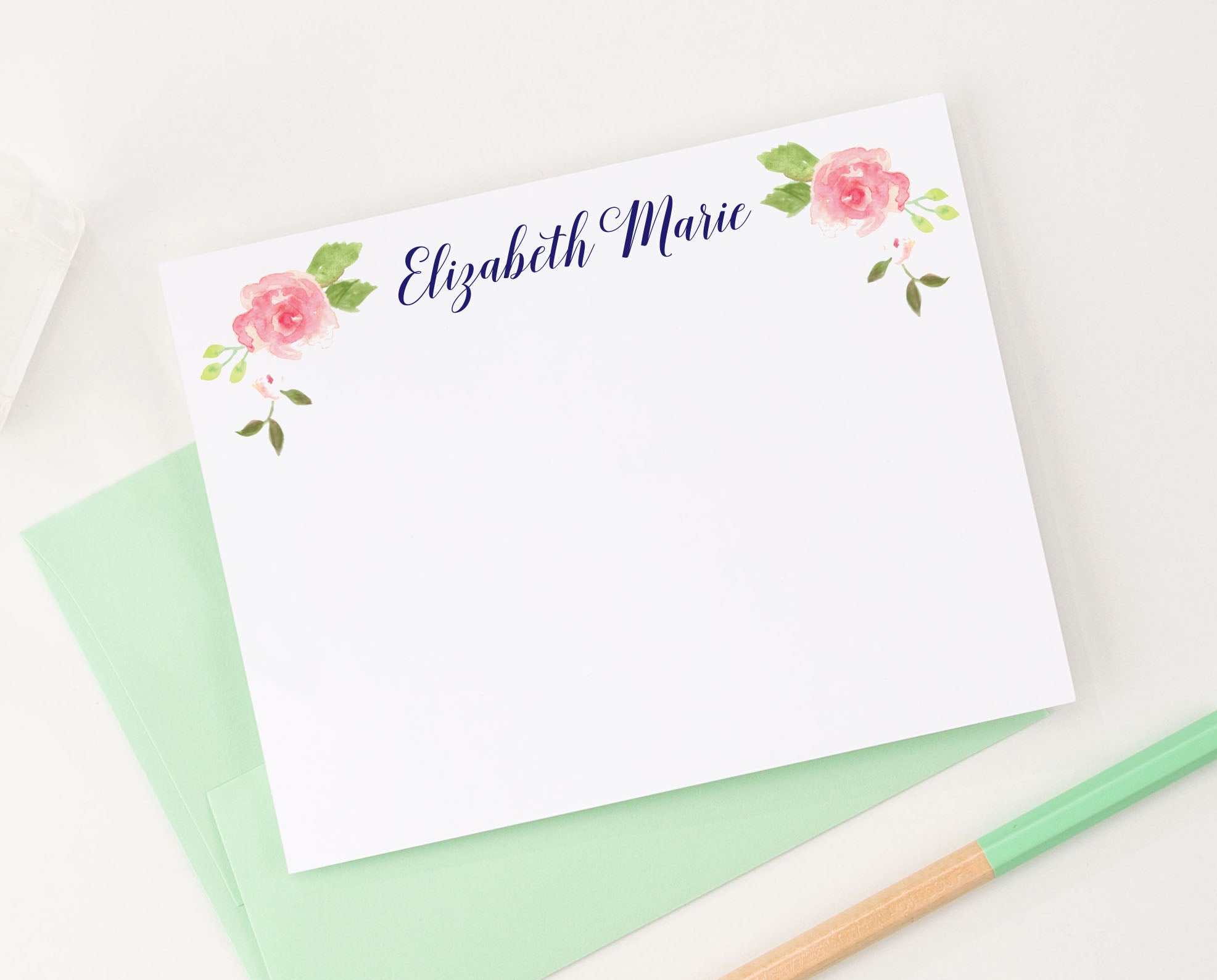 PS054 simple floral stationary personalized for women adult florals corners