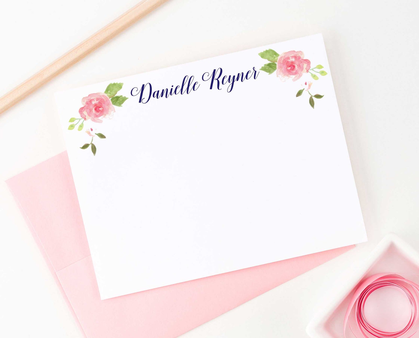 PS054 simple floral stationary personalized for women adult florals corners