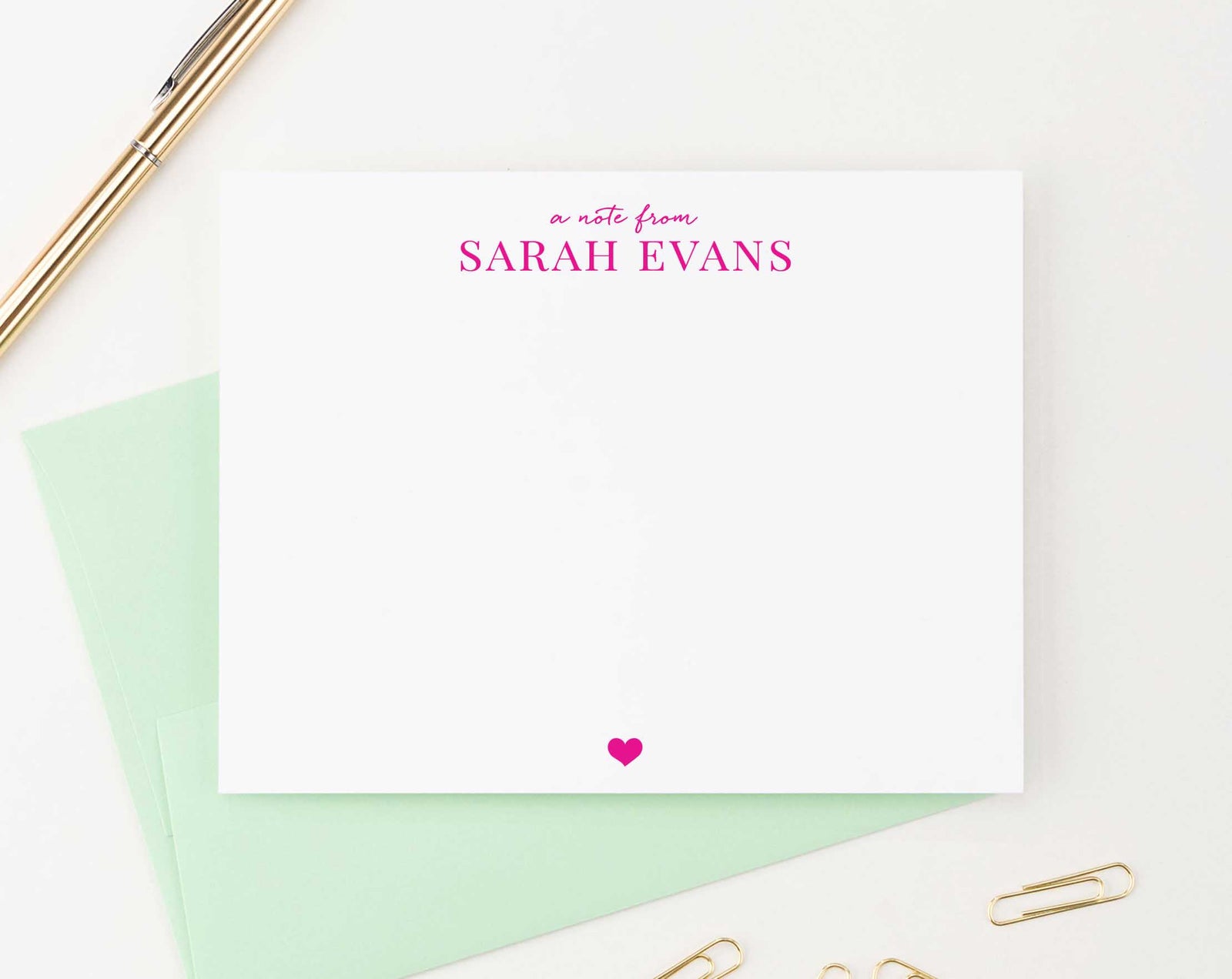 PS061 a note from personal stationery with heart name hearts elegant