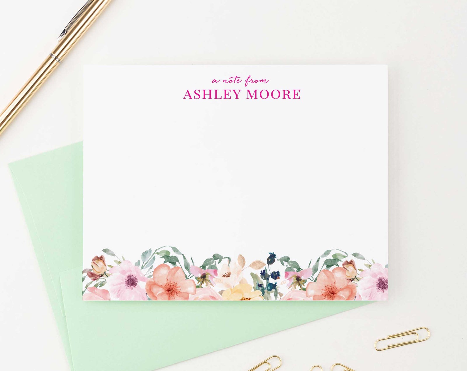 Floral A Note From Personalized Stationery Gift Set