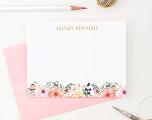 PS063 floral stationary personalized for women elegant simple name