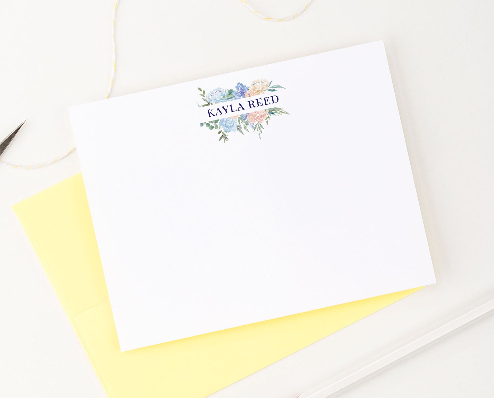 PS064 floral personalized thankyou cards with blockfont florals flowers elegant