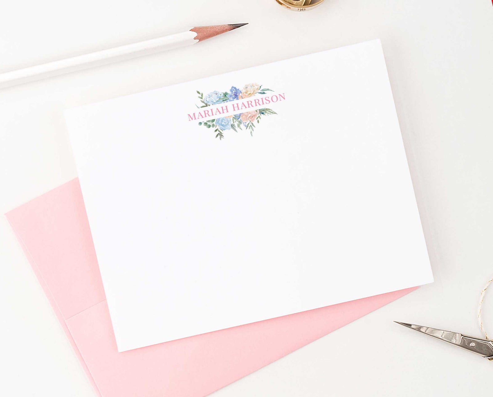 PS064 floral personalized thankyou cards with blockfont florals flowers elegant