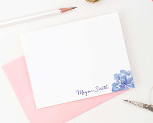 Purple Flower Personal Stationery with Elegant Script Font