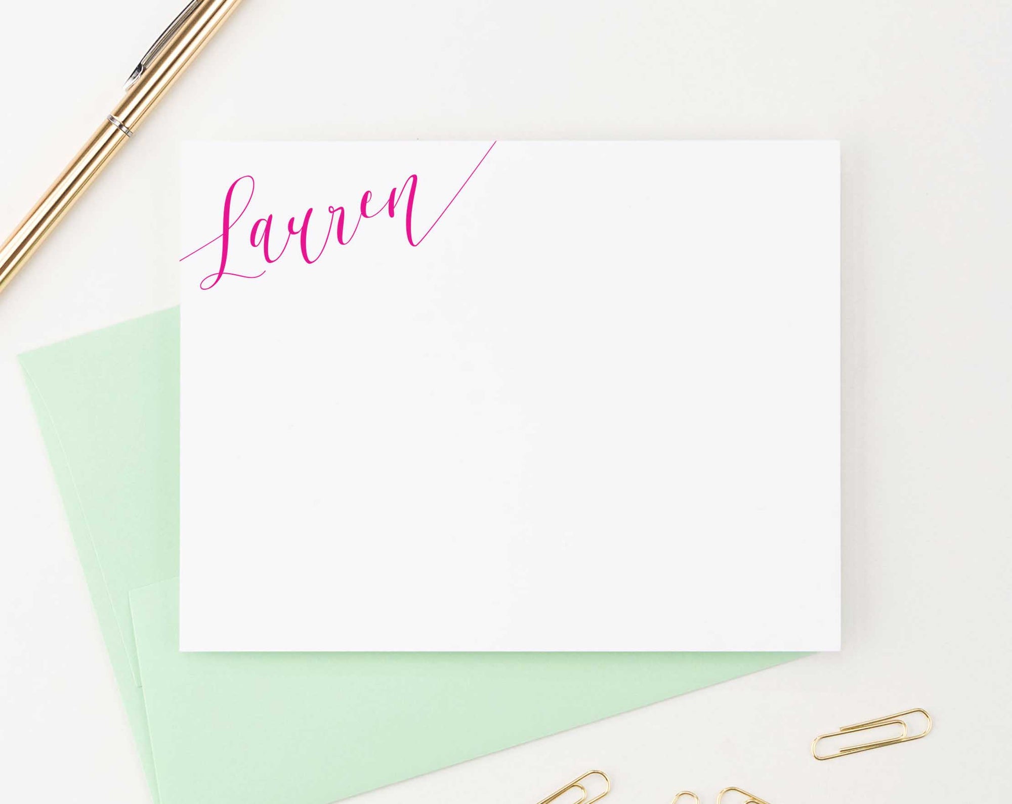 PS068 simple corner script personalized note cards women elegant stationery 1
