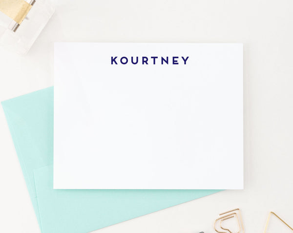 Simple Block Font Personalized Stationery Gift Set - Modern Pink Paper
