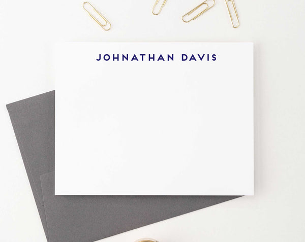 Block Font Personalized Stationery Sets - Modern Pink Paper