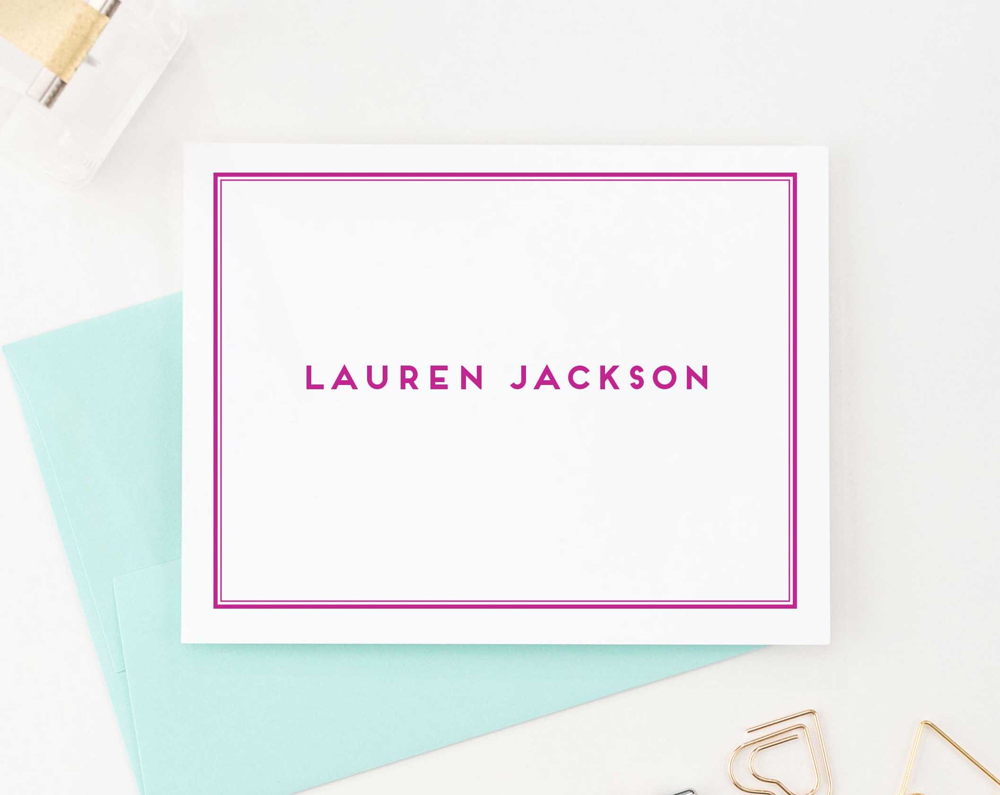 PS072 folded personalized stationary with border professional business notecards 1