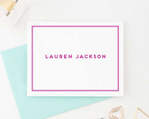 PS072 folded personalized stationary with border professional business notecards