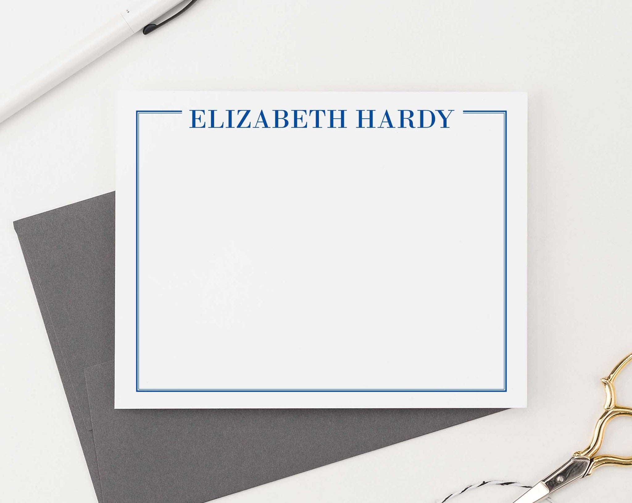 Simple Note Card Border Simple Border Personalized Note Cards for Men and Women - Modern Pink Paper