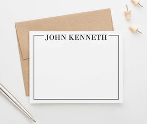 PS076 simple border personalized note cards for men and women classic business professional
