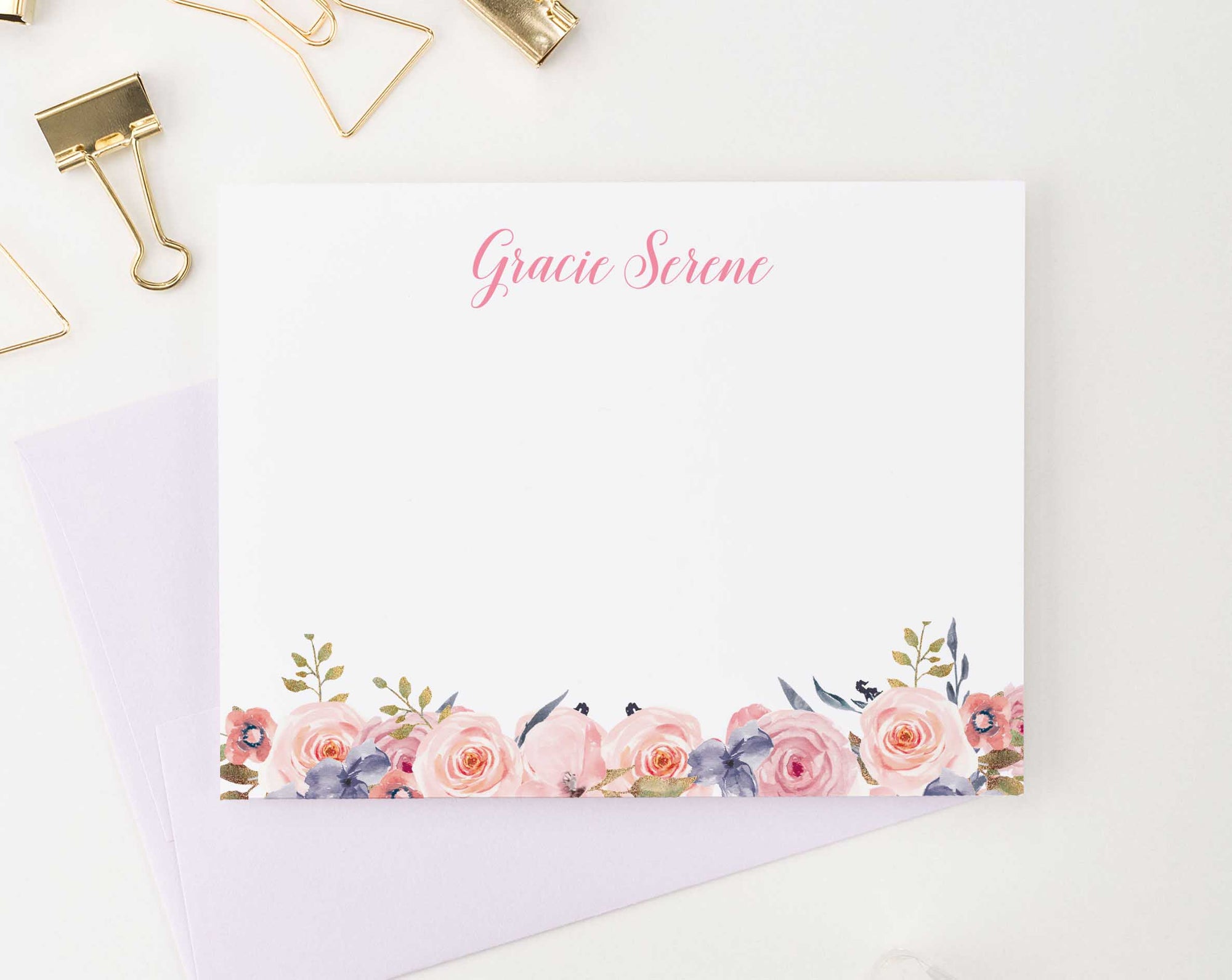 Elegant Floral Note Cards Personalized for Women