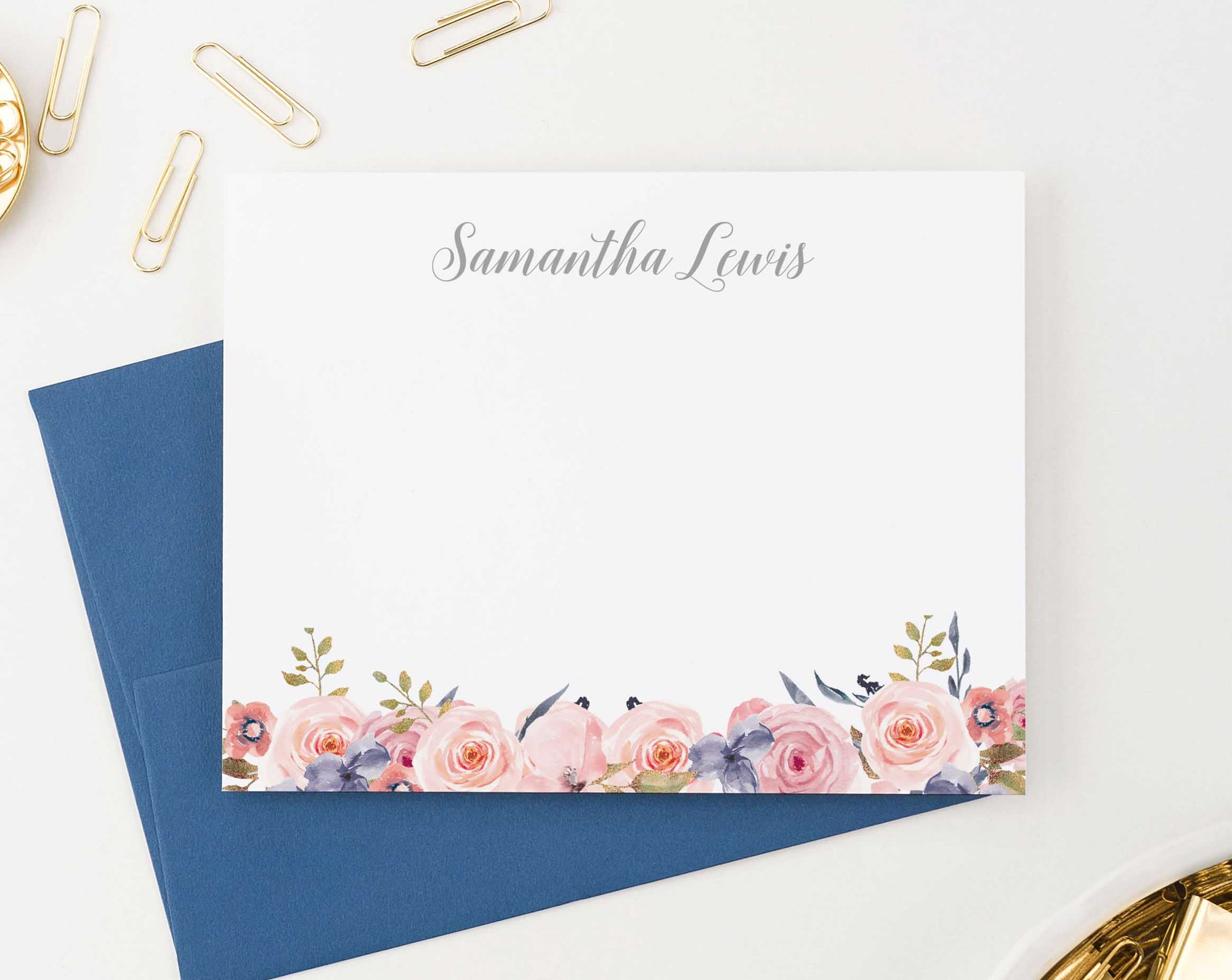 Elegant Floral Note Cards Personalized for Women